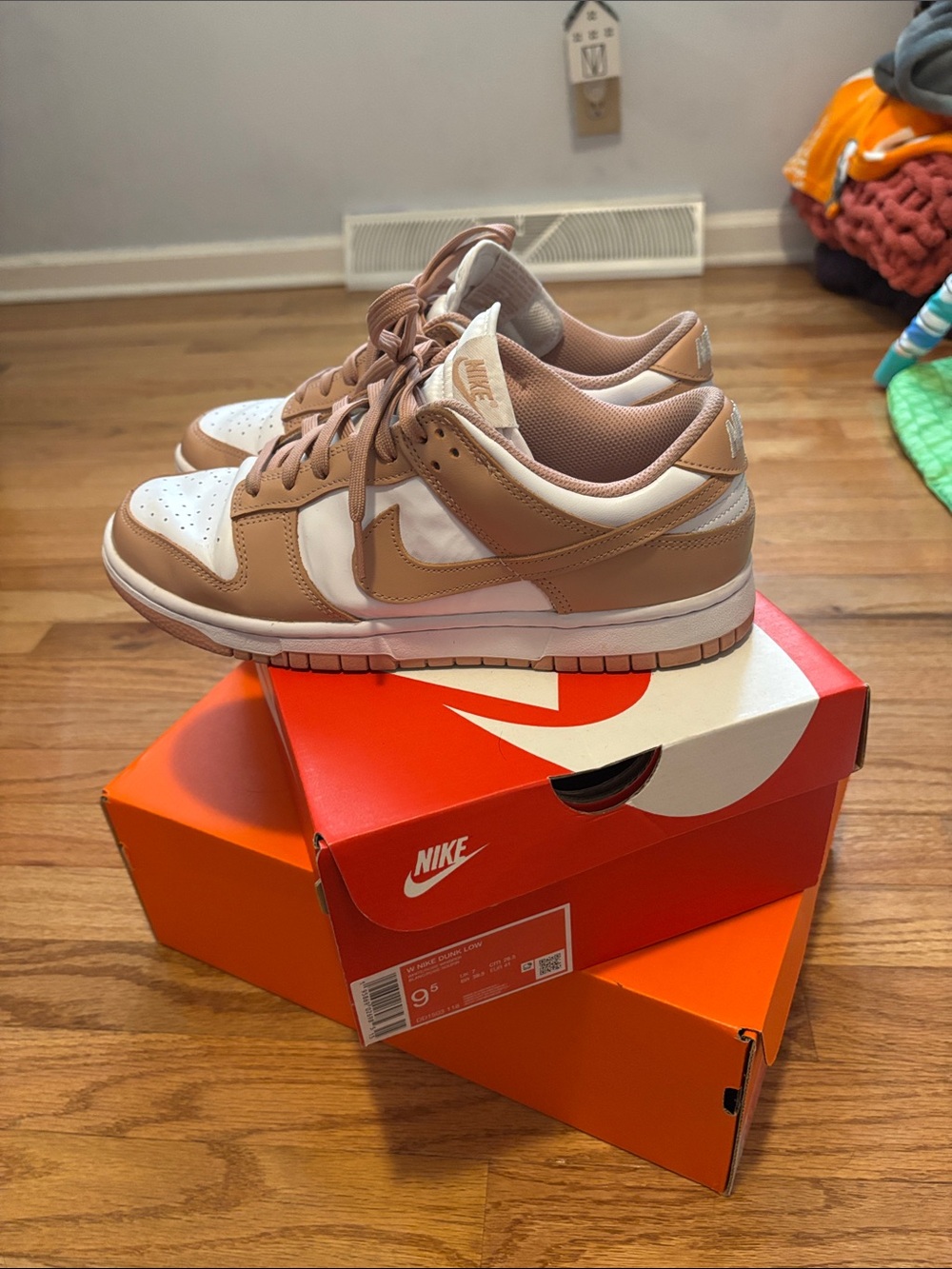 Nike Dunk Low Rose Whisper and White Casual Sneakers